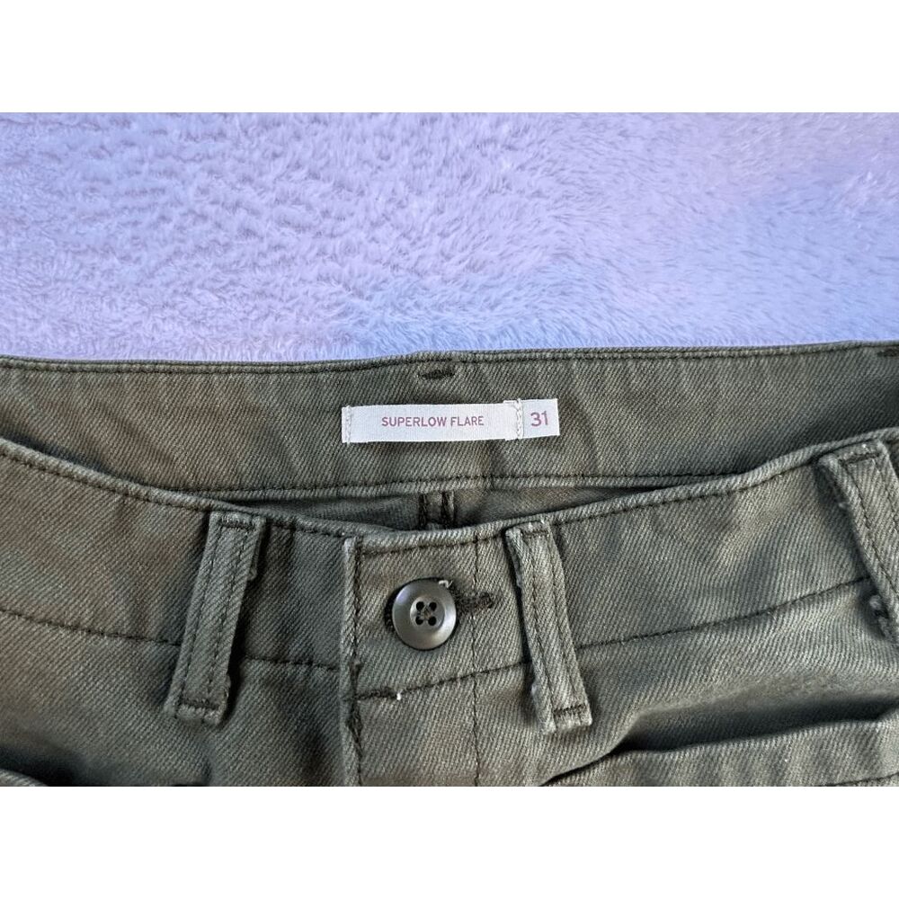 Levi's Super Low Flare Olive Green Jeans Size 31, Wide Flare, Casual - Picture 2 of 11